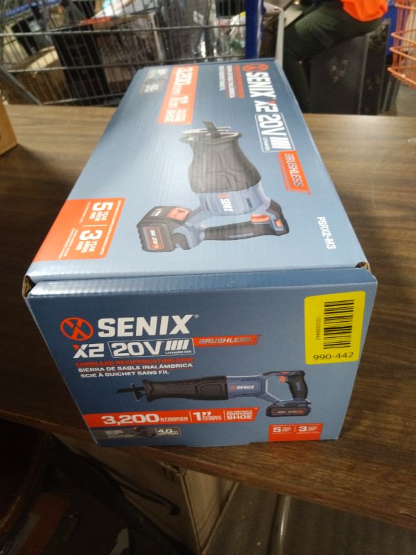 Photo 1 of SENIX X2 20 Volt Max* 1-Inch Compact Reciprocating Saw Power Tool Set, Variable Speed, 3200 SPM Max, Quick Blade Release, 3-Mode LED Light, Includes Battery and Charger (PSRX2-M3)
