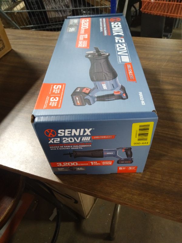 Photo 1 of SENIX X2 20 Volt Max* 1-Inch Compact Reciprocating Saw Power Tool Set, Variable Speed, 3200 SPM Max, Quick Blade Release, 3-Mode LED Light, Includes Battery and Charger (PSRX2-M3)