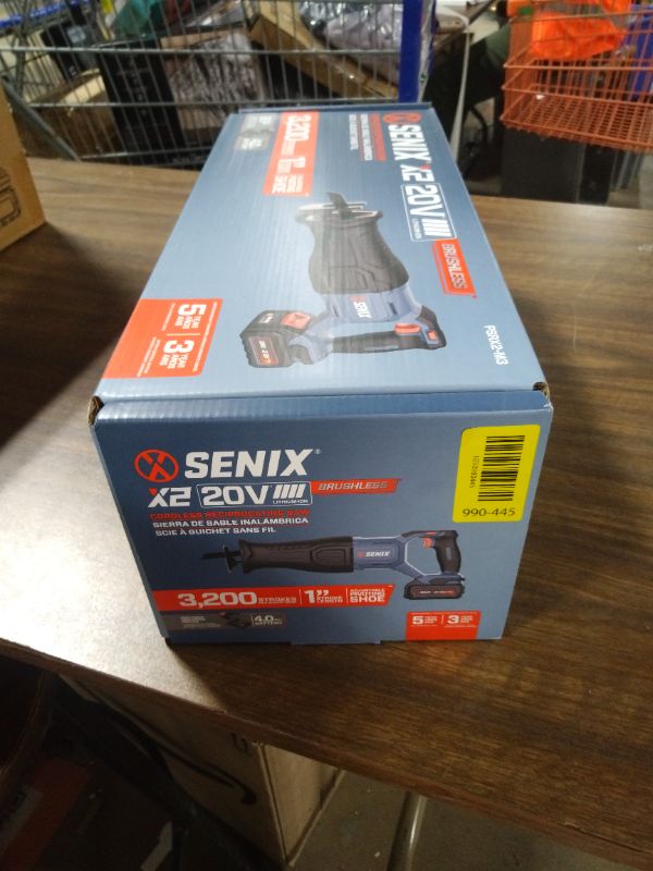 Photo 1 of SENIX X2 20 Volt Max* 1-Inch Compact Reciprocating Saw Power Tool Set, Variable Speed, 3200 SPM Max, Quick Blade Release, 3-Mode LED Light, Includes Battery and Charger (PSRX2-M3)