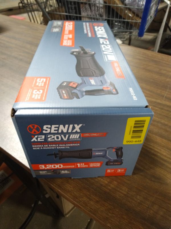Photo 1 of SENIX X2 20 Volt Max* 1-Inch Compact Reciprocating Saw Power Tool Set, Variable Speed, 3200 SPM Max, Quick Blade Release, 3-Mode LED Light, Includes Battery and Charger (PSRX2-M3)