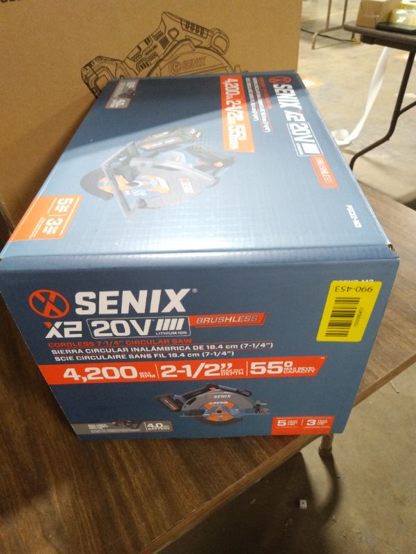 View 3 of SENIX 20V Max 7-1/4" Circular Saw for Wood Cutting | Cordless Circular Saw with 4.0Ah Battery & Charger | 4200RPM Brushless Motor, LED Light, 55° Bevel | Storage Bag Included (PSCX2-M3)