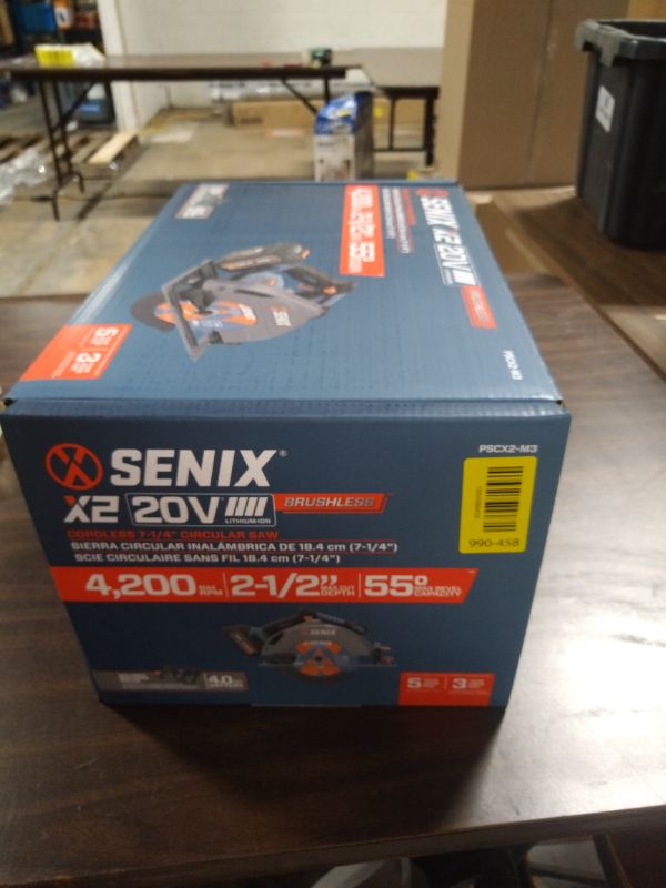 View 3 of SENIX 20V Max 7-1/4" Circular Saw for Wood Cutting | Cordless Circular Saw with 4.0Ah Battery & Charger | 4200RPM Brushless Motor, LED Light, 55° Bevel | Storage Bag Included (PSCX2-M3)