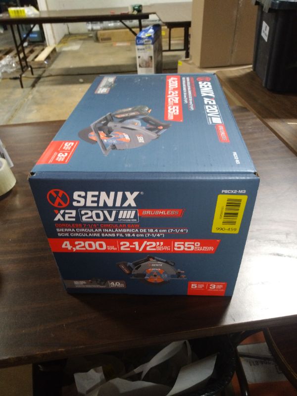 View 3 of SENIX 20V Max 7-1/4" Circular Saw for Wood Cutting | Cordless Circular Saw with 4.0Ah Battery & Charger | 4200RPM Brushless Motor, LED Light, 55° Bevel | Storage Bag Included (PSCX2-M3)