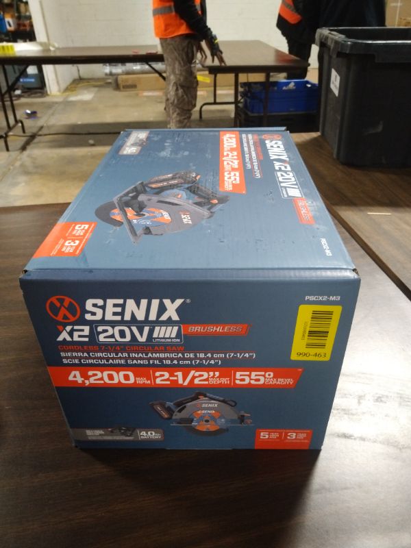 Photo 1 of SENIX 20V Max 7-1/4" Circular Saw for Wood Cutting | Cordless Circular Saw with 4.0Ah Battery & Charger | 4200RPM Brushless Motor, LED Light, 55° Bevel | Storage Bag Included (PSCX2-M3)