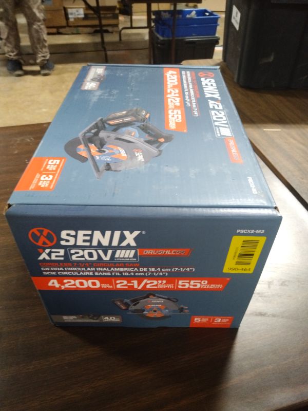 View 3 of SENIX 20V Max 7-1/4" Circular Saw for Wood Cutting | Cordless Circular Saw with 4.0Ah Battery & Charger | 4200RPM Brushless Motor, LED Light, 55° Bevel | Storage Bag Included (PSCX2-M3)