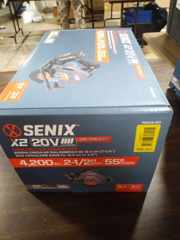 View 3 of SENIX 20V Max 7-1/4" Circular Saw for Wood Cutting | Cordless Circular Saw with 4.0Ah Battery & Charger | 4200RPM Brushless Motor, LED Light, 55° Bevel | Storage Bag Included (PSCX2-M3)