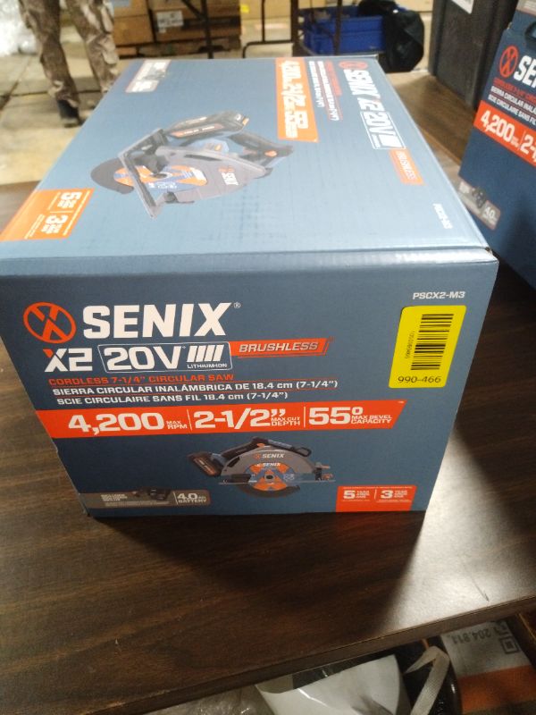 View 3 of SENIX 20V Max 7-1/4" Circular Saw for Wood Cutting | Cordless Circular Saw with 4.0Ah Battery & Charger | 4200RPM Brushless Motor, LED Light, 55° Bevel | Storage Bag Included (PSCX2-M3)
