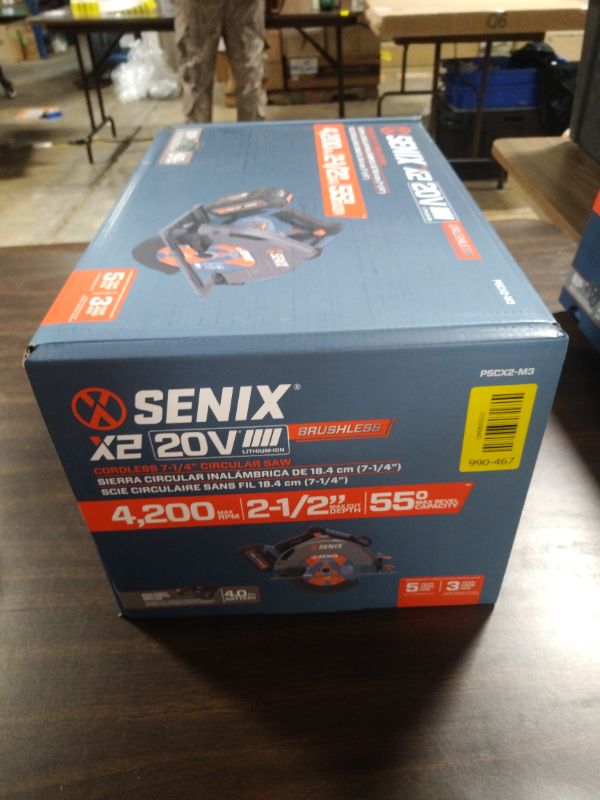 View 3 of SENIX 20V Max 7-1/4" Circular Saw for Wood Cutting | Cordless Circular Saw with 4.0Ah Battery & Charger | 4200RPM Brushless Motor, LED Light, 55° Bevel | Storage Bag Included (PSCX2-M3)