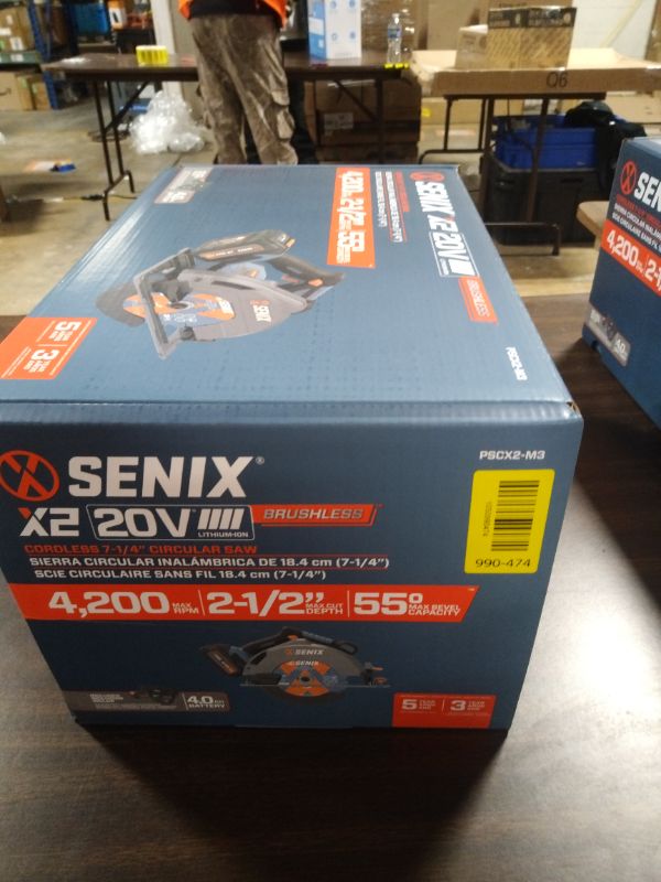 Photo 1 of SENIX 20V Max 7-1/4" Circular Saw for Wood Cutting | Cordless Circular Saw with 4.0Ah Battery & Charger | 4200RPM Brushless Motor, LED Light, 55° Bevel | Storage Bag Included (PSCX2-M3)