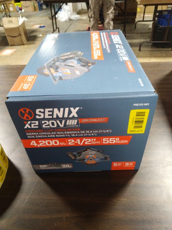 View 3 of SENIX 20V Max 7-1/4" Circular Saw for Wood Cutting | Cordless Circular Saw with 4.0Ah Battery & Charger | 4200RPM Brushless Motor, LED Light, 55° Bevel | Storage Bag Included (PSCX2-M3)