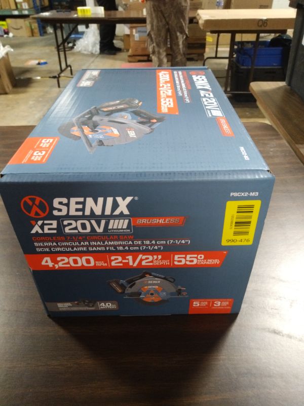 View 3 of SENIX 20V Max 7-1/4" Circular Saw for Wood Cutting | Cordless Circular Saw with 4.0Ah Battery & Charger | 4200RPM Brushless Motor, LED Light, 55° Bevel | Storage Bag Included (PSCX2-M3)