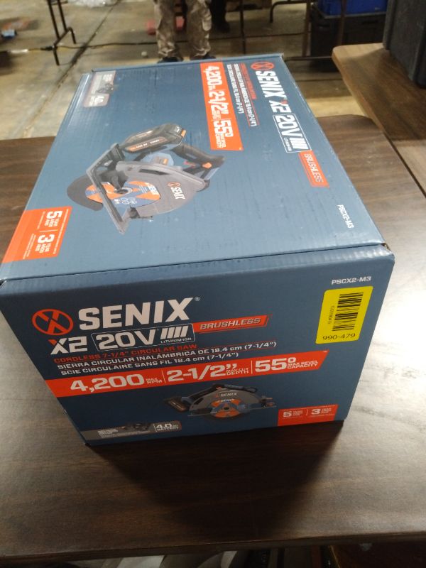 Photo 1 of SENIX 20V Max 7-1/4" Circular Saw for Wood Cutting | Cordless Circular Saw with 4.0Ah Battery & Charger | 4200RPM Brushless Motor, LED Light, 55° Bevel | Storage Bag Included (PSCX2-M3)