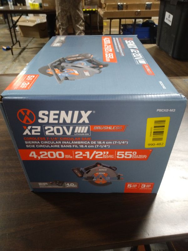 View 3 of SENIX 20V Max 7-1/4" Circular Saw for Wood Cutting | Cordless Circular Saw with 4.0Ah Battery & Charger | 4200RPM Brushless Motor, LED Light, 55° Bevel | Storage Bag Included (PSCX2-M3)