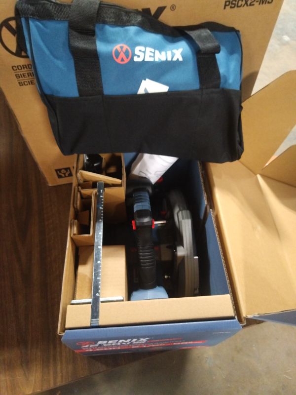 View 2 of SENIX 20V Max 7-1/4" Circular Saw for Wood Cutting | Cordless Circular Saw with 4.0Ah Battery & Charger | 4200RPM Brushless Motor, LED Light, 55° Bevel | Storage Bag Included (PSCX2-M3)