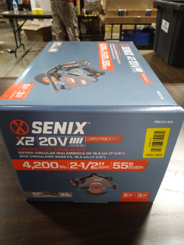 Photo 1 of SENIX 20V Max 7-1/4" Circular Saw for Wood Cutting | Cordless Circular Saw with 4.0Ah Battery & Charger | 4200RPM Brushless Motor, LED Light, 55° Bevel | Storage Bag Included (PSCX2-M3)