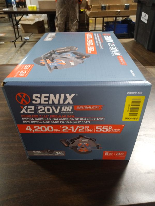 Photo 1 of SENIX 20V Max 7-1/4" Circular Saw for Wood Cutting | Cordless Circular Saw with 4.0Ah Battery & Charger | 4200RPM Brushless Motor, LED Light, 55° Bevel | Storage Bag Included (PSCX2-M3)