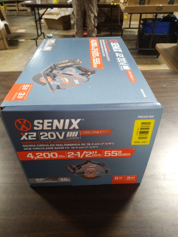 View 3 of SENIX 20V Max 7-1/4" Circular Saw for Wood Cutting | Cordless Circular Saw with 4.0Ah Battery & Charger | 4200RPM Brushless Motor, LED Light, 55° Bevel | Storage Bag Included (PSCX2-M3)