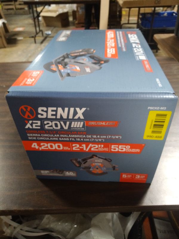 Photo 1 of SENIX 20V Max 7-1/4" Circular Saw for Wood Cutting | Cordless Circular Saw with 4.0Ah Battery & Charger | 4200RPM Brushless Motor, LED Light, 55° Bevel | Storage Bag Included (PSCX2-M3)