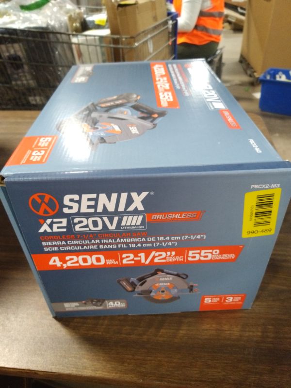 Photo 1 of SENIX 20V Max 7-1/4" Circular Saw for Wood Cutting | Cordless Circular Saw with 4.0Ah Battery & Charger | 4200RPM Brushless Motor, LED Light, 55° Bevel | Storage Bag Included (PSCX2-M3)