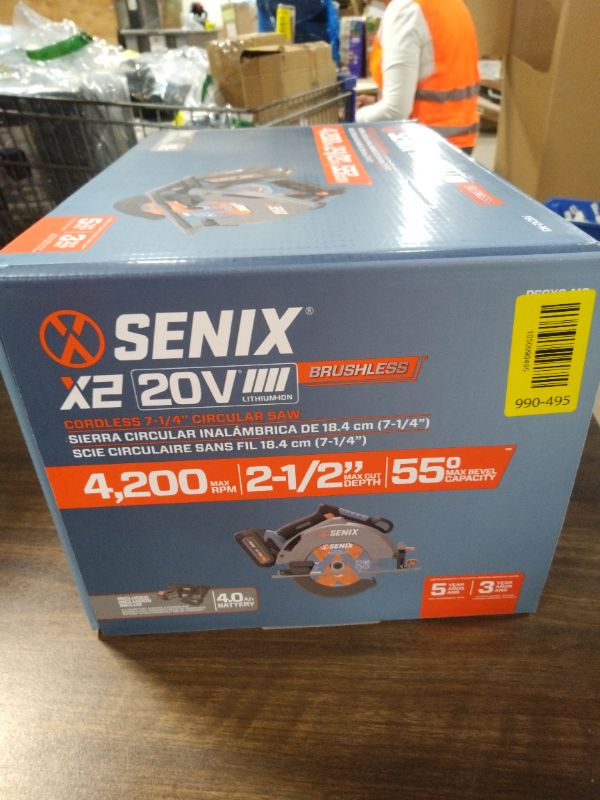 View 3 of SENIX 20V Max 7-1/4" Circular Saw for Wood Cutting | Cordless Circular Saw with 4.0Ah Battery & Charger | 4200RPM Brushless Motor, LED Light, 55° Bevel | Storage Bag Included (PSCX2-M3)