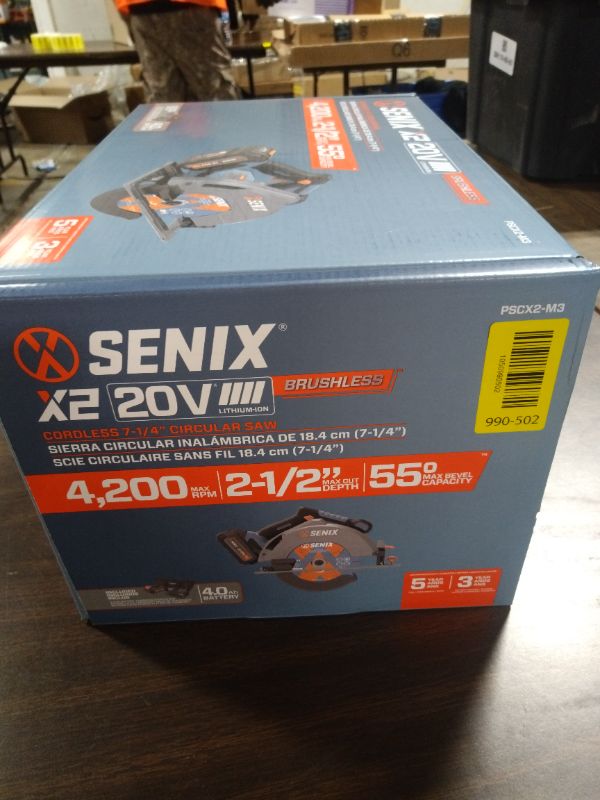 View 3 of SENIX 20V Max 7-1/4" Circular Saw for Wood Cutting | Cordless Circular Saw with 4.0Ah Battery & Charger | 4200RPM Brushless Motor, LED Light, 55° Bevel | Storage Bag Included (PSCX2-M3)