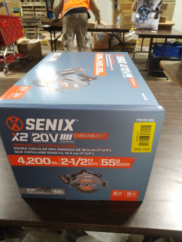 Photo 1 of SENIX 20V Max 7-1/4" Circular Saw for Wood Cutting | Cordless Circular Saw with 4.0Ah Battery & Charger | 4200RPM Brushless Motor, LED Light, 55° Bevel | Storage Bag Included (PSCX2-M3)