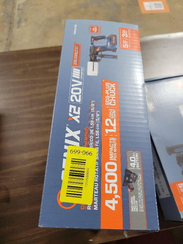 Photo 1 of SENIX X2 20 Volt Max* SDS-Plus Cordless 5/8" Rotary Hammer Drill with Brushless Motor, Auxiliary Handle, Dual Function, & Vibration Control, Includes Battery, Charger, & Storage Bag (PDRX2-M2)