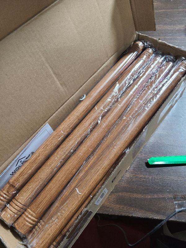 Photo 1 of 2 Pack Wood Curtain Rods for Windows 48 to 84 Inch, 1 Inch Boho Decorative Vintage Drapery Rod with Faux Wooden Grain Finial, Adjustable Heavy Duty Rustic Farmhouse Spliced Metal Curtain Pole