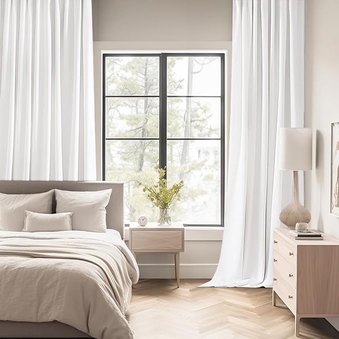 Photo 1 of **MSRP 43.99**Pure White Back Tab Blackout Curtains 120 Inch Long 2 Panels Set for Bedroom, Rod Pocket/Pinch Pleated Extra Long Thermal Insulated Living Room Darkening Light Blocking 10FT Drapes