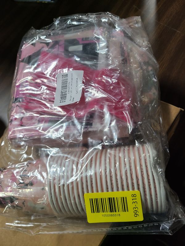 Photo 1 of 182Pcs Spooky One Birthday Decorations Girl Halloween 1st Birthday Party Decorations with Pink Plates and Napkins for Halloween Decorations Girl