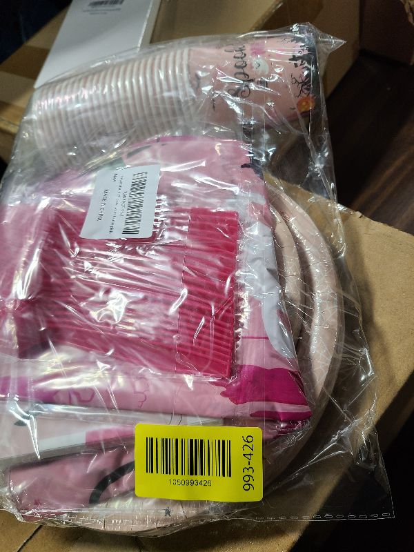 Photo 1 of 182Pcs Spooky One Birthday Decorations Girl Halloween 1st Birthday Party Decorations with Pink Plates and Napkins for Halloween Decorations Girl