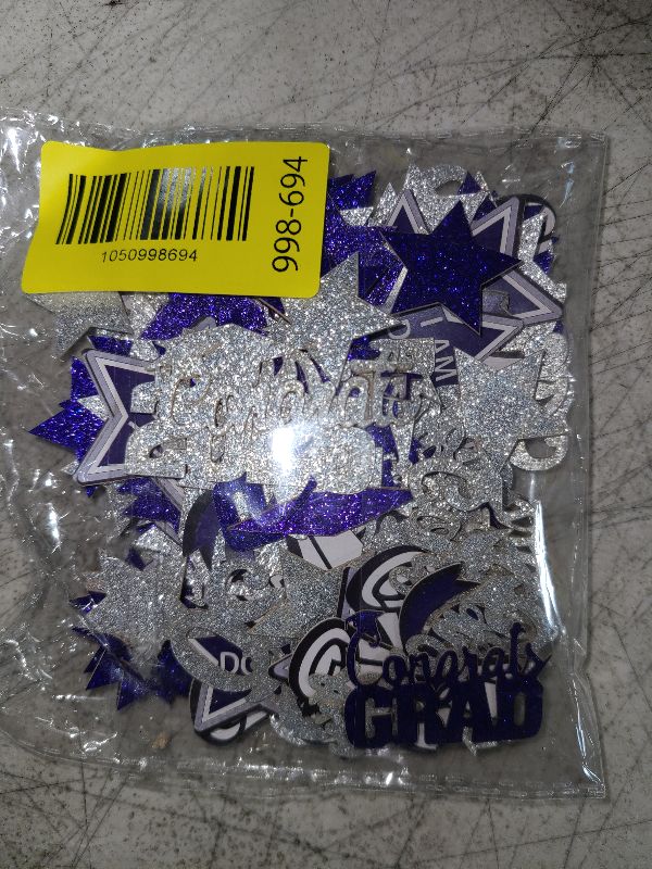 Photo 1 of 200Pcs Blue and Sliver Graduation Confetti 2026 Graduation Table Confetti 2026 Grad Table Decorations Blue Sliver Congrats Decorations