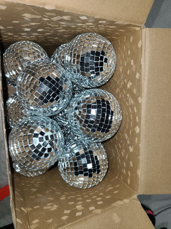 Photo 1 of 17 Pcs Disco Ball Decor: Mini Large Assorted Size Hanging Mirror Disco Balls - Silver Christmas Ornaments for New Year Decor Xmas Tree Weddings Party Favors Birthday(3.2 Inch)