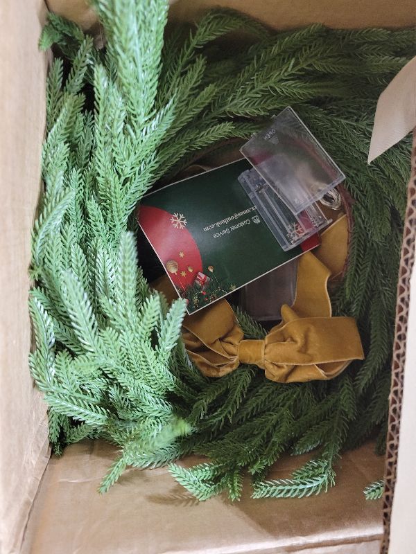 View 2 of 2-Pack 9FT Prelit Norfolk Pine Garland Christmas Garland, Real Touch Norfolk Pine Garlands with Lights, Battery Operated Garlands for Mantle, Stairs, Holiday Table, Faux Christmas Decorations Indoor