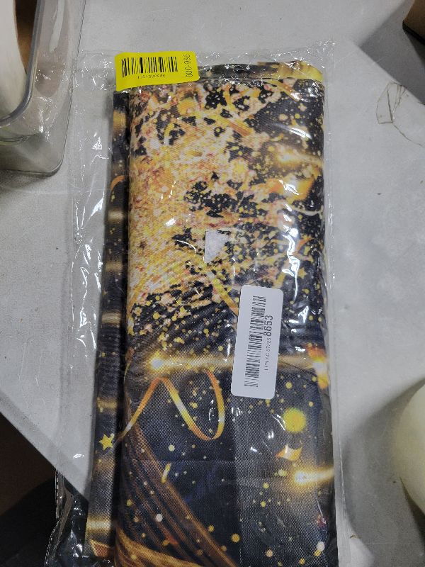 Photo 1 of 2 Pack Happy New Year Tablecloths-Plastic Disposable Table Cloth Black and White Rectangular Table Cover Party New Years Decorations 2026 for New Year Eve Parties Dinners Celebrations 108" X 54"