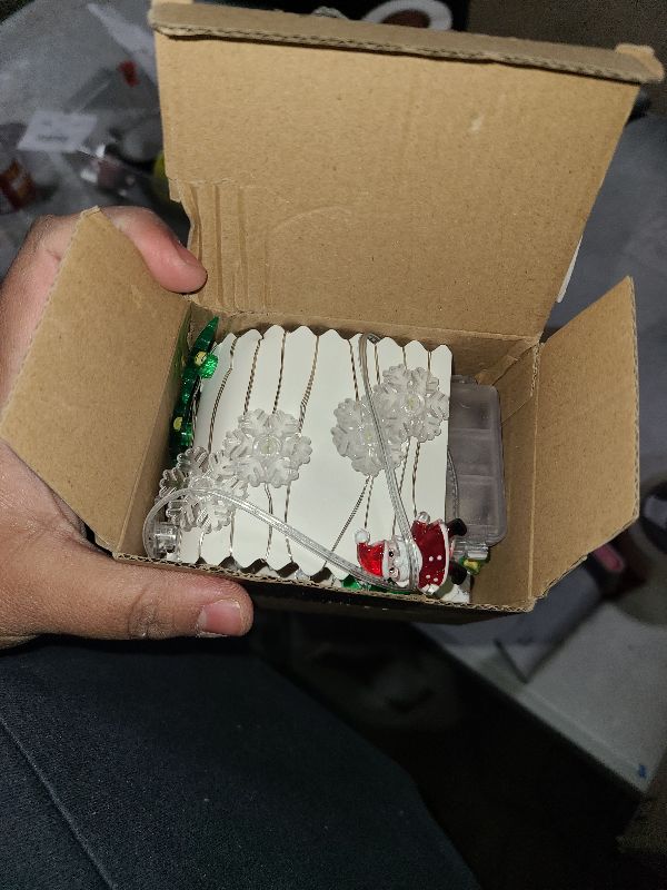 Photo 1 of [Timer] Christmas Lights Decorations, 10 FT 30 LED Battery Operated Christmas Tree Santa Snowflake String Lights, 8 Lighting Modes Waterproof Xmas Fairy Lights for Home Party Indoor Outdoor Decor