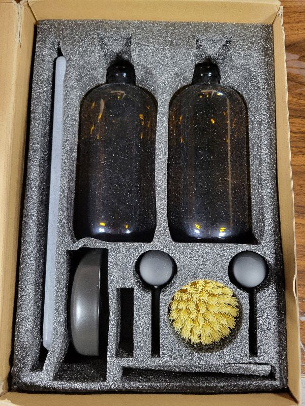 Photo 1 of [Luxury] Kitchen Soap Dispenser Set - 16OZ Amber Glass Bottle, Stainless Steel Pump, Instant Dry Tray, Waterproof Labels, Non-Slip Silicone Pad, and Dish Brush | Upgrade for Your Kitchen and Bathroom