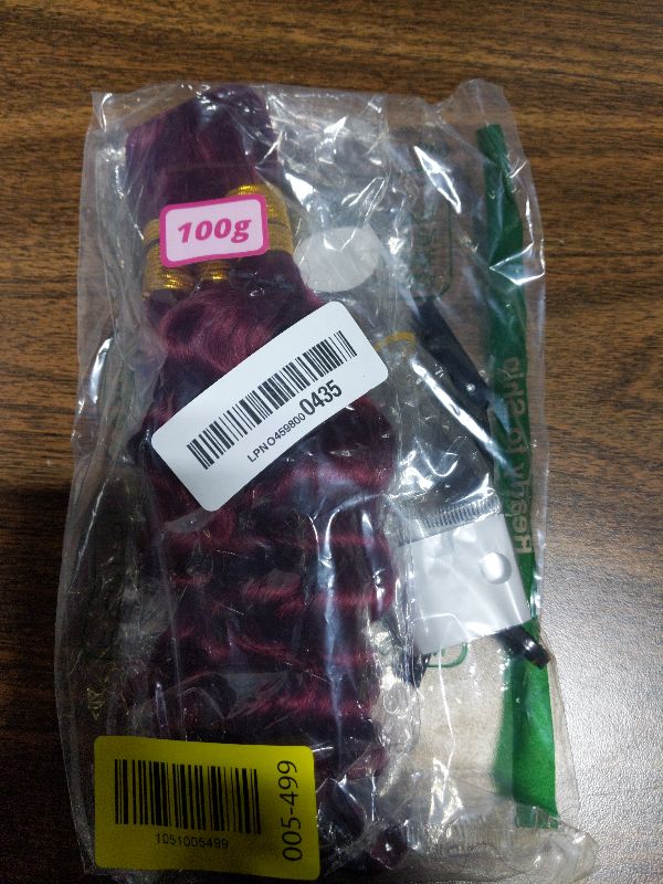 Photo 1 of 100g 3 bundles 99j Red Burgundy Human Braiding Hair 14 Inch Deep Water Wave Bulk Human Hair for Braiding No Weft 12A Brazilian Virgin Curly Human Hair Extensions for Boho Braids