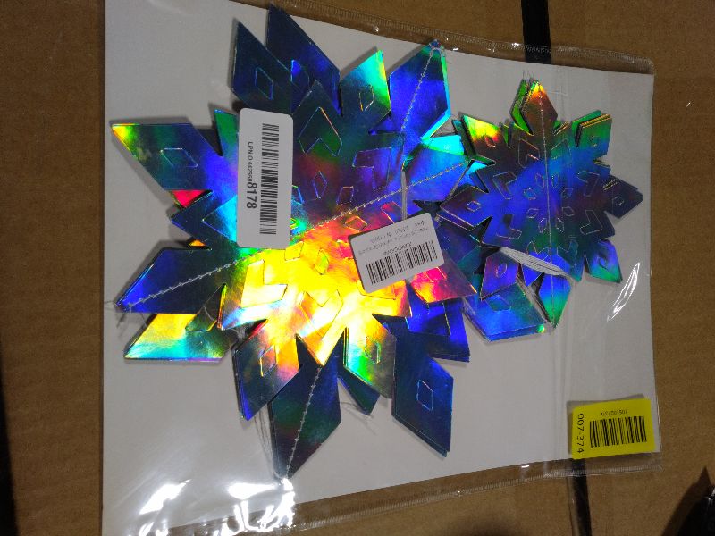 Photo 1 of 12Pcs Winter Snowflake Ornaments - 3D Large Iridescent Hanging Snowflakes Decorations, Paper Snowflake Garland with 3 Size for Winter Wonderland Frozen Christmas Party Decorations Holiday Home Indoor