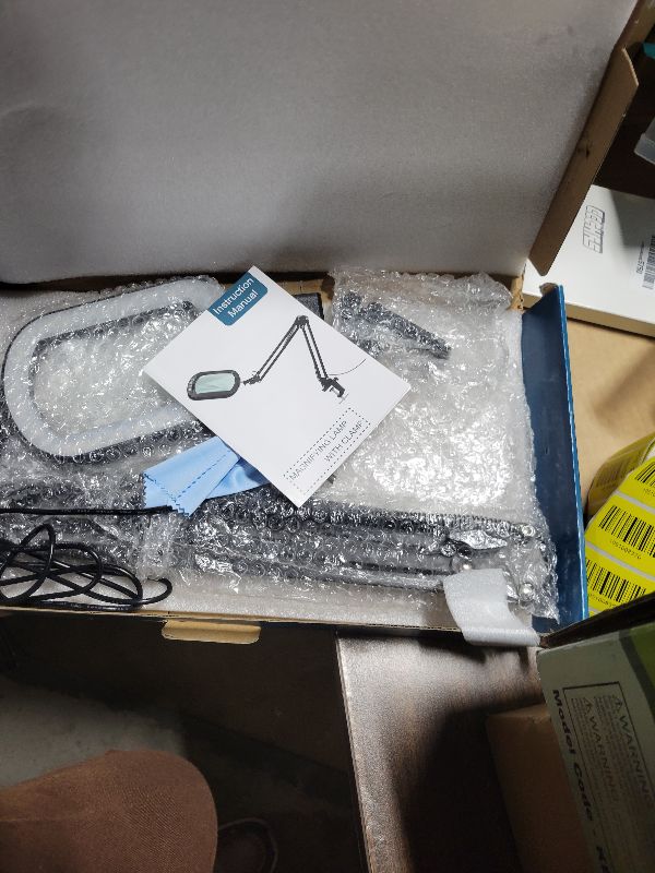 Photo 1 of 10X Large Magnifying Glass with Light and Clamp, Real Glass, 5 Color Modes, Stepless Dimmable, Lighted Magnifier with Stand Hands Free, LED Swing Arm Desk Lamp for Close Work, Craft, Reading, Painting