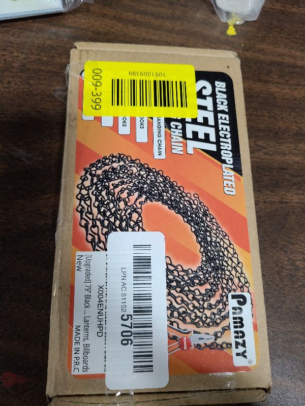 Photo 1 of [Upgraded] 79” Black Electroplated Steel Hanging Chain with S-Hooks, Snap Hooks, Ceiling Hooks & Pliers, 33LBS Load Capacity, Adjustable Length for Hanging Bird Feeders, Planters, Lanterns, Billboards