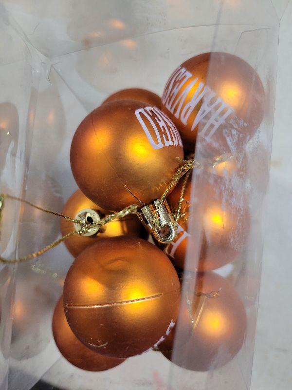 Photo 1 of 24 Pcs Fall Thanksgiving Day Hanging Ball Ornaments, 1.6" Fall Harvest Ball Hanging Decorations, Orange White Thankful Balls Tree Ornaments for Autumn Thanksgiving Home Tree Decor