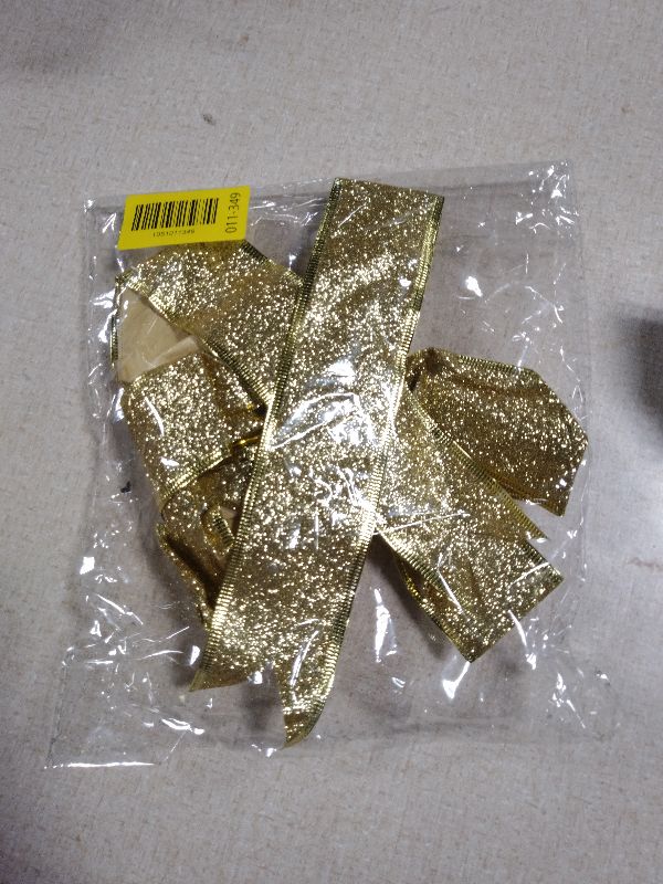 Photo 1 of 16 Inch Christmas Bow Large, Gold Glitter Christmas Tree Topper Bow for Outdoor Christmas Decor, All-Weather Xmas Door Bow with Gold Edge for Home Decor