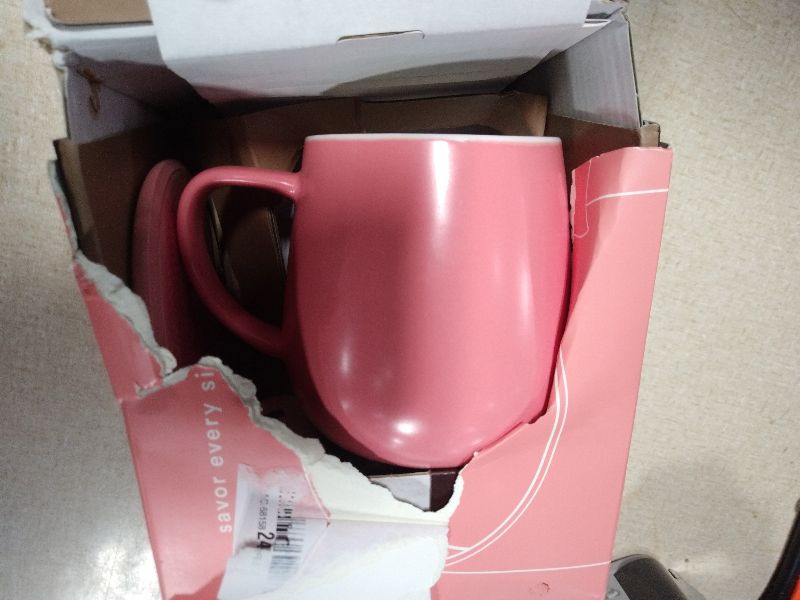 Photo 1 of 12oz IntelliHeat™ Coffee Mug | Barista’s Choice | Exclusive Wireless SmartSense Pad | Maintains Perfect 135°F | Hand-Crafted Ceramic Mug & Lid | Great for Tea Drinkers | Backed for Life - Pink