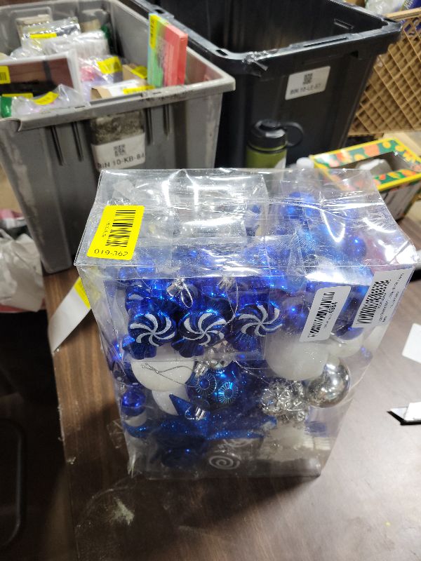 Photo 1 of 130 Pcs Christmas Ball Ornaments, Christmas Tree Decoration Set Red Christmas Ball Shatterproof Hanging Ornament Decorations for Christmas Tree, Wreaths, and Outdoor Displays(Blue)