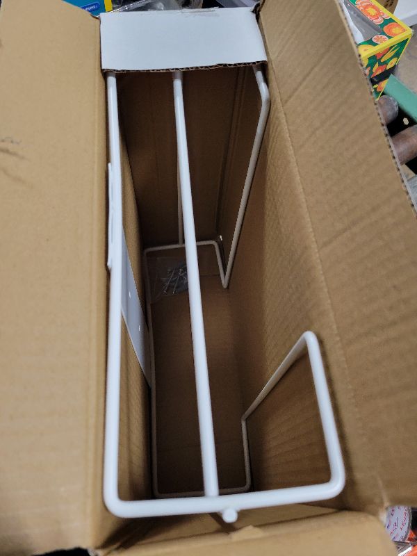 Photo 1 of 1 Each | Disposable Glove or Tissue Box Holder, Double (2-Box) Glove Rack, Wall Mounted Universal Box Holder, for Larger Sized Boxes, White - 1 Glove Rack