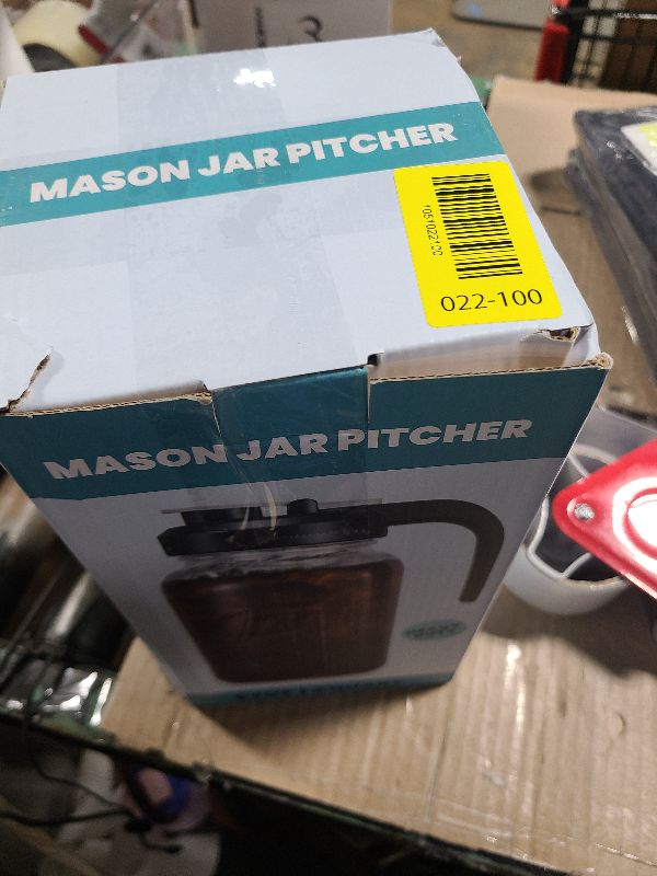 Photo 1 of 2 Quart Glass Pitcher with Lid - Mason Jar Pitcher with Filter Lid, Wide Mouth Jar Leak-proof Water Jug, Heavy Duty Glass Container for Water, Juice, Milk, Tea, Iced Coffee, and Drinks