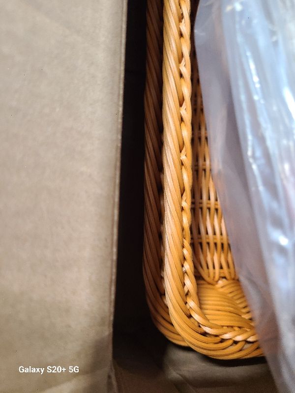 Photo 1 of 2 Pack Large Wicker Bread Basket with Lid, 13.8''×9.6'' Rectangular Plastic Imitation Rattan Woven Serving Basket with 2 Stainless Steel Tongs?150 Paper Liners for Food Baking Display