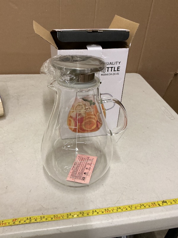 Photo 1 of 84.5oz Borosilicate Glass Teapot with 304 Stainless Steel Lid & Built-in Strainer, Stovetop & Microwave Safe Tea Kettle for Loose Leaf/Iced/Fruit/Herbal Tea, 2500ml Clear Pot