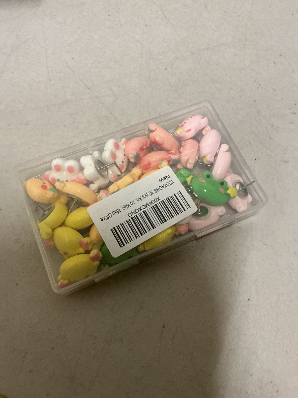 Photo 1 of 30 pcs Animal Push Pins Cute Mini Animal Push Pin Thumb Tacks Decorative Push Pin for Cork Board, Bulletin Board, Photo Wall, Map Office